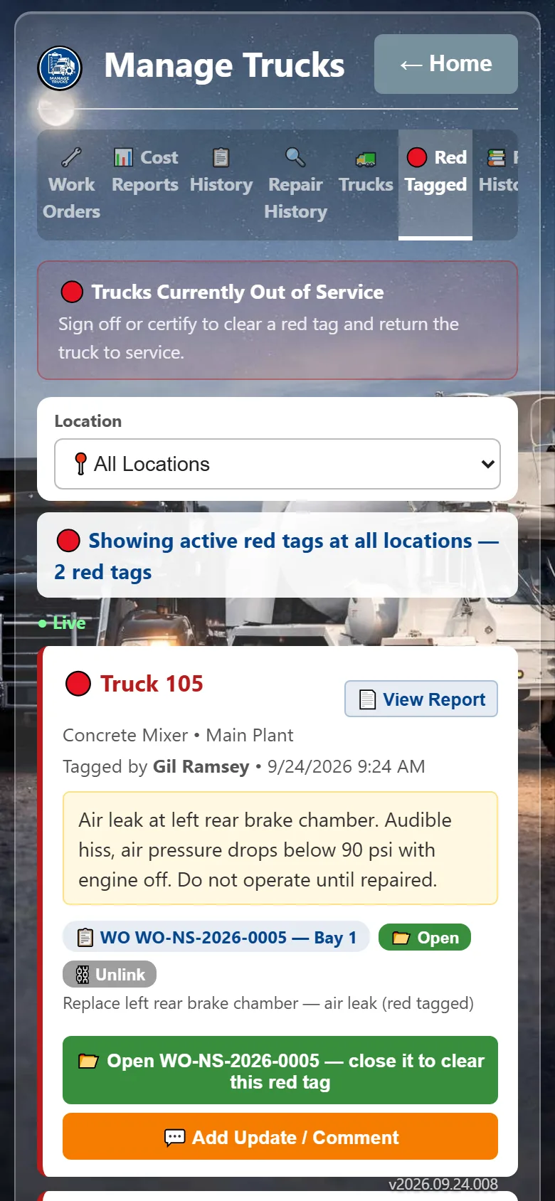 Red tag a truck